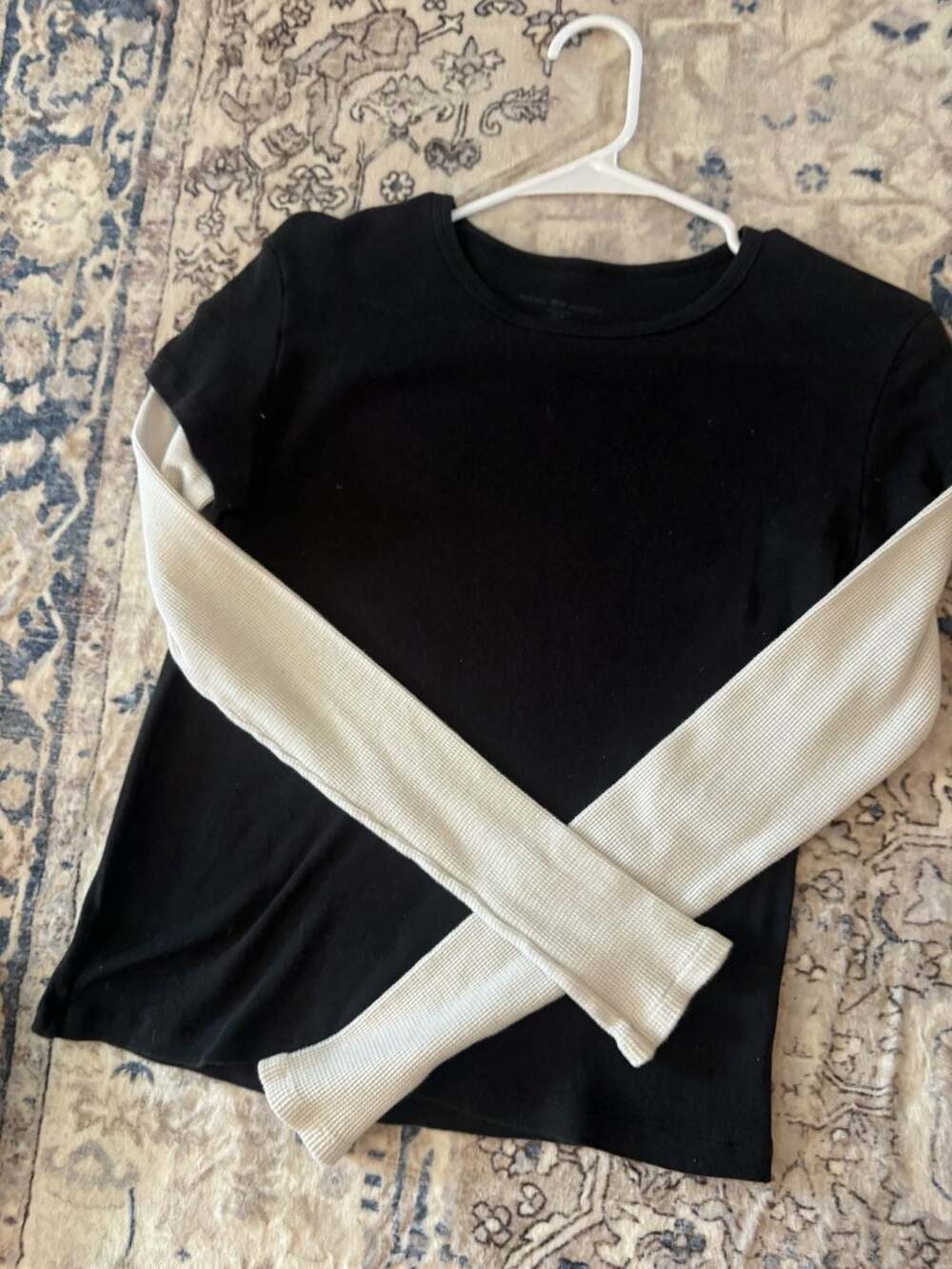 Brandy Melville Black & White Layered Long-Sleeve Top
